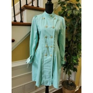 Plastic Island Women Green Trench Coat Medium